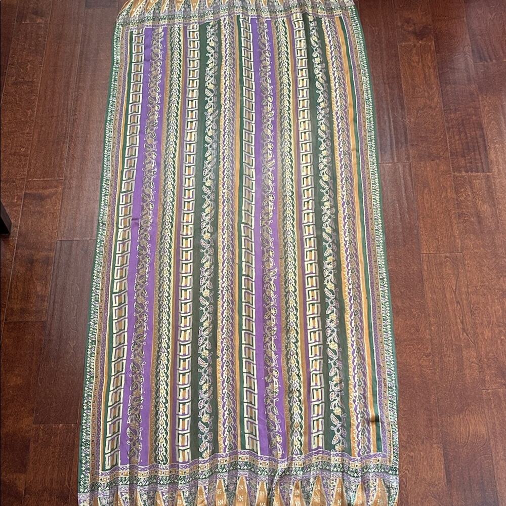 Oversized Bohemian Multicolor Patterned Silky Scarf - Picture 2 of 15